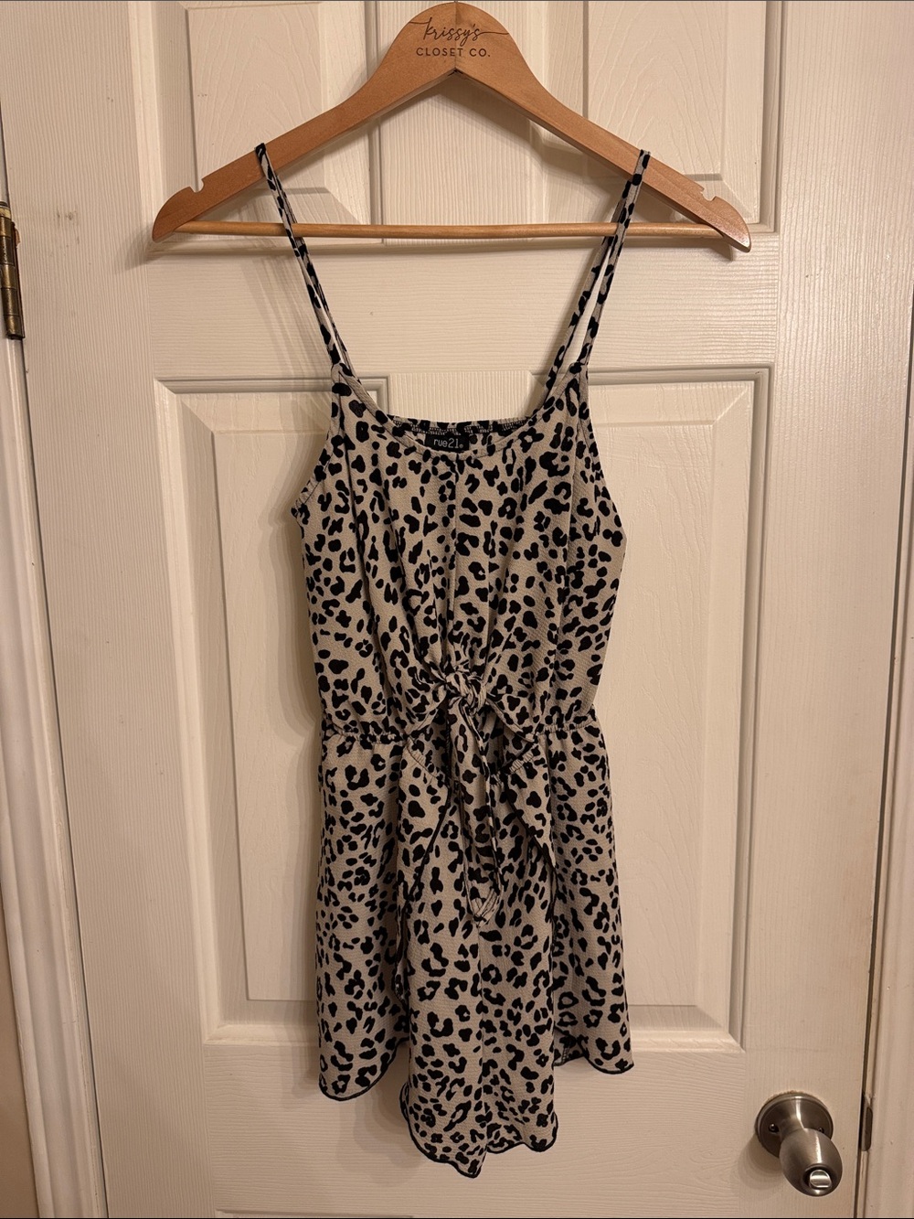 Rue21 Beige and Black Leopard-Print Tie-Front Romper